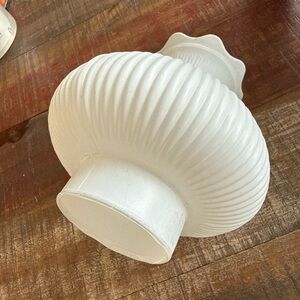 White Painted Art Deco Ribbed Fluted Light Cover Ceiling Lamp Shade Stylish Old